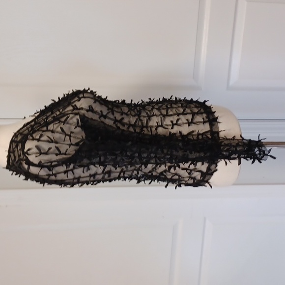 Zara black sheer stretchy long sleeve top bows all over bow decoration small - Picture 7 of 16